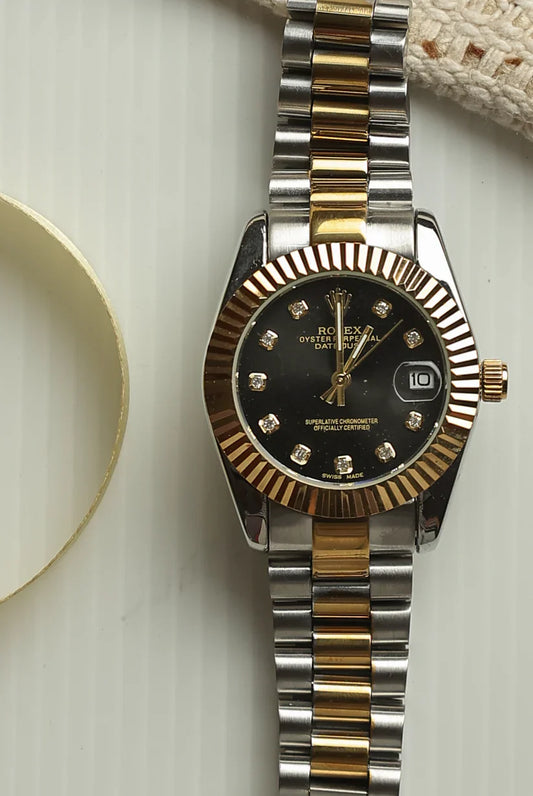 Rol-ex Two Tone Day-Date - Black Dial