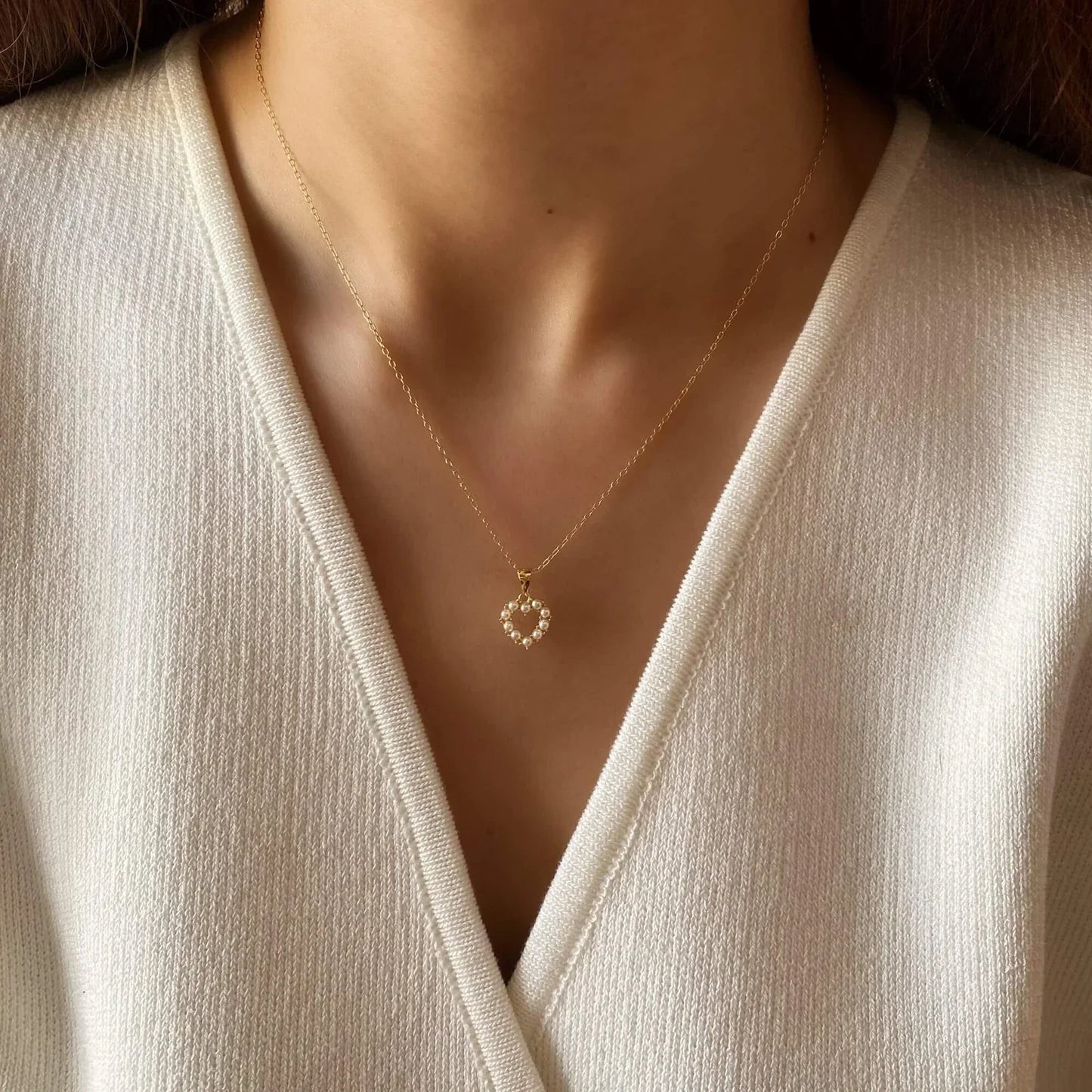 Pearl Heart Pendant Necklace